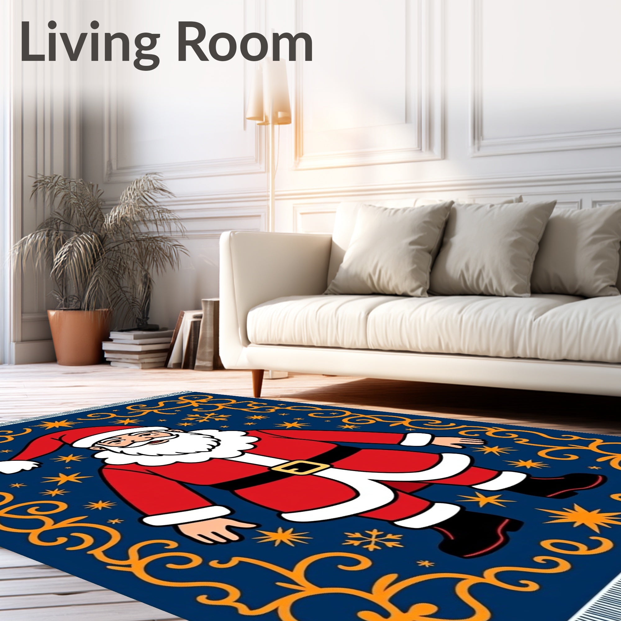 Festive Santa Claus Starry Night Rug