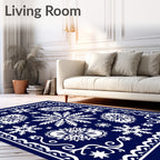 Deep Blue White Snowflake Gala Rug