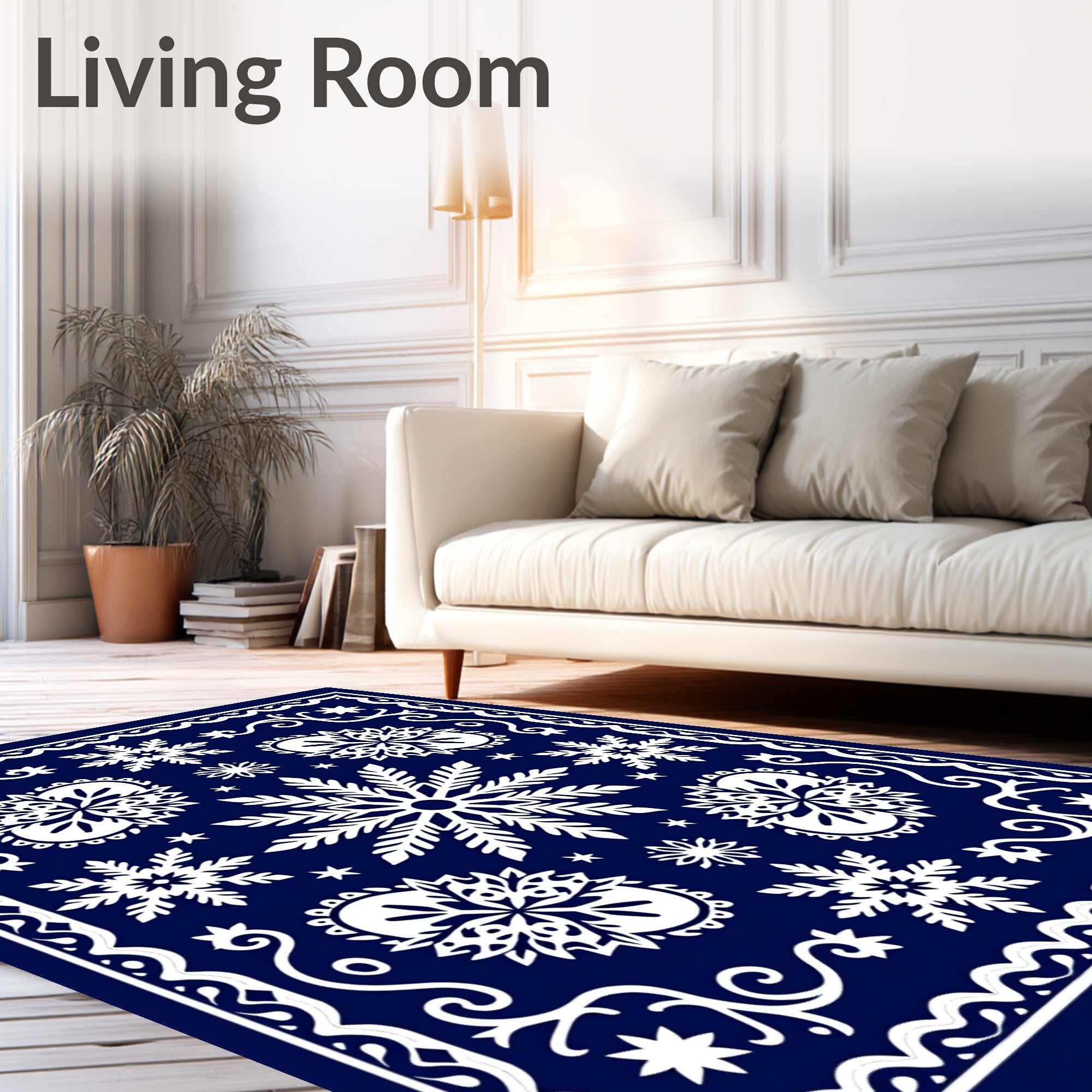Deep Blue White Snowflake Gala Rug