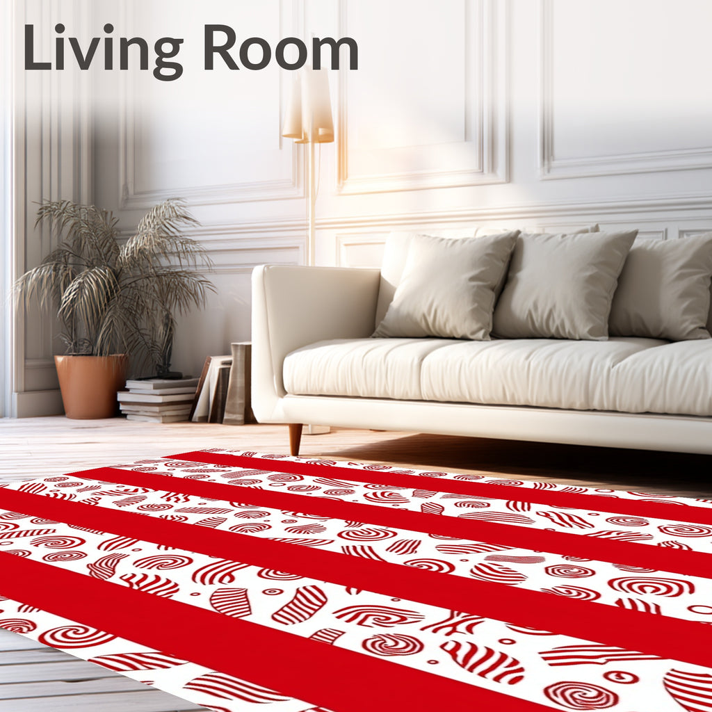 Red White Candy Stripe Circus Visual Rug