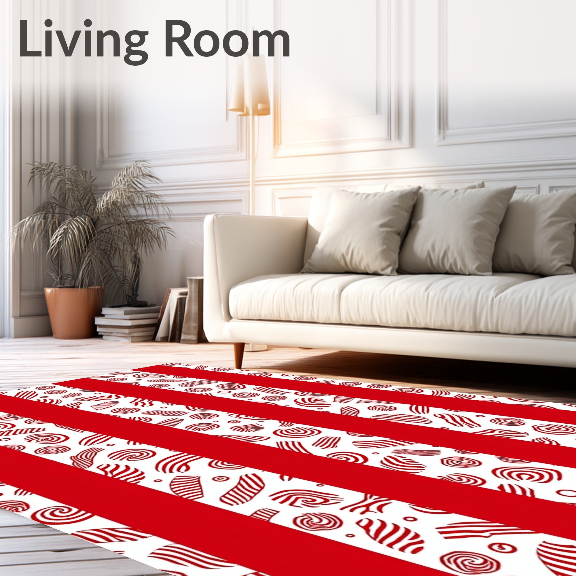 Red White Candy Stripe Circus Visual Rug