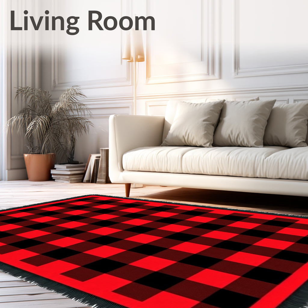Red Black Buffalo Check Rug