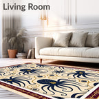 Navy Octopus Swirls Cream Rug