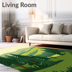 Evergreen Forest Landscape Hills Rug