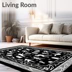 Spooky Black White Graveyard Figures Rug