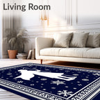 Deep Blue Snowfall Silhouette Rug