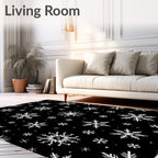 Black White Snowflake Scatter Rug