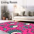 Cute Hedgehog Floral Whimsy Rug