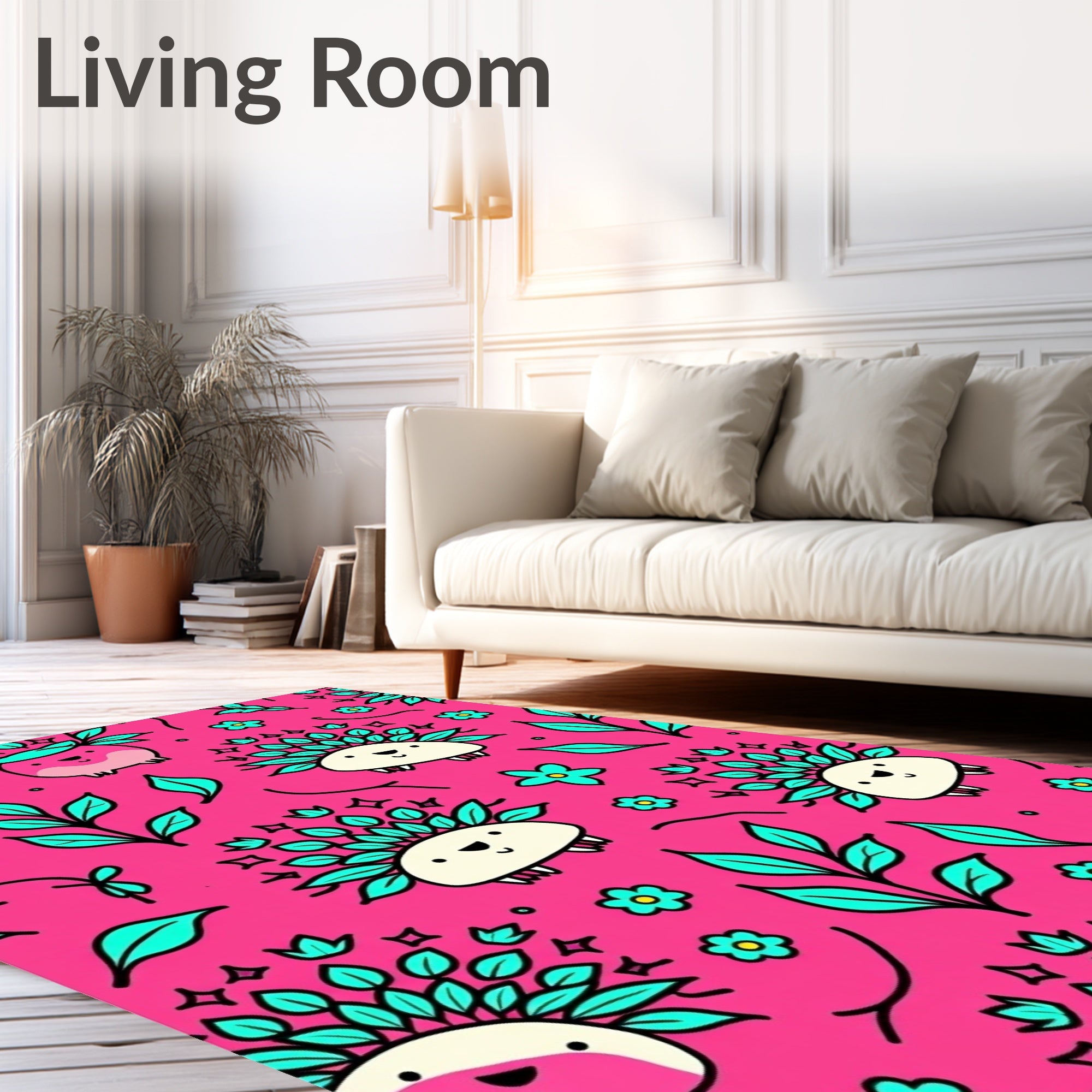 Cute Hedgehog Floral Whimsy Rug