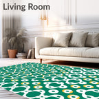 Teal White Abstract Organic Geometric Rug