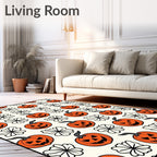 Orange Jack O Lantern Halloween Tile Rug