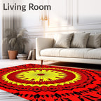 Radiant Sunburst Red Yellow Mandala Rug