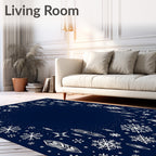 Winter Snowflake Diamond Medallion Navy Rug