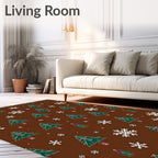 Green Forest Snowflake Christmas Elements Rug