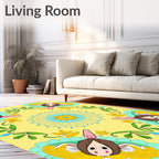 Yellow Cartoon Character Floral Rug
