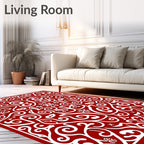 Crimson White Winter Swirl Ornamental Rug
