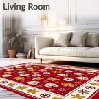 Gingerbread Houses And Cookies Red Border Rug