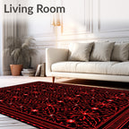 Crimson Filigree Floral Repeat Overlay Rug