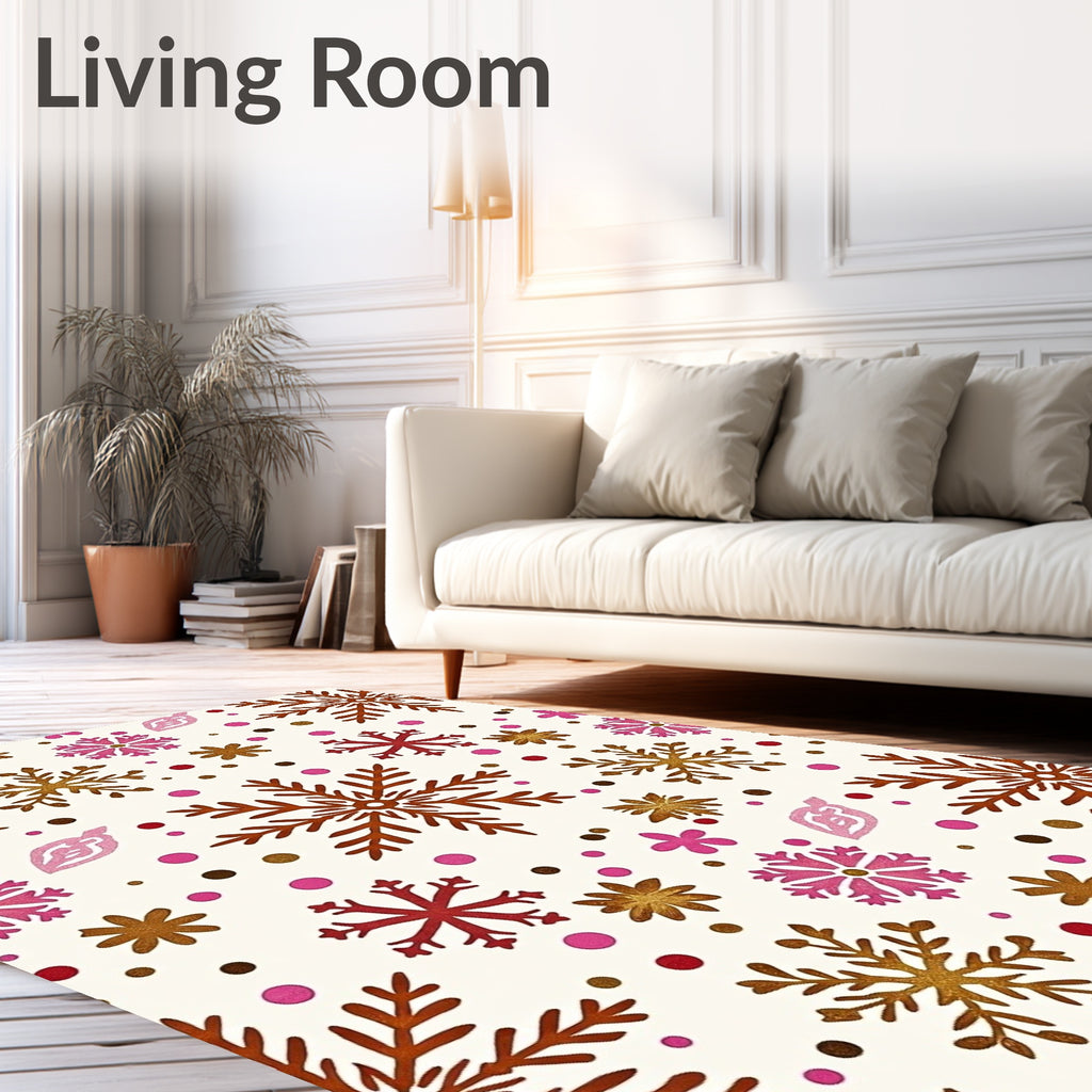 Bronze Pink Festive Snowflake Garland Rug