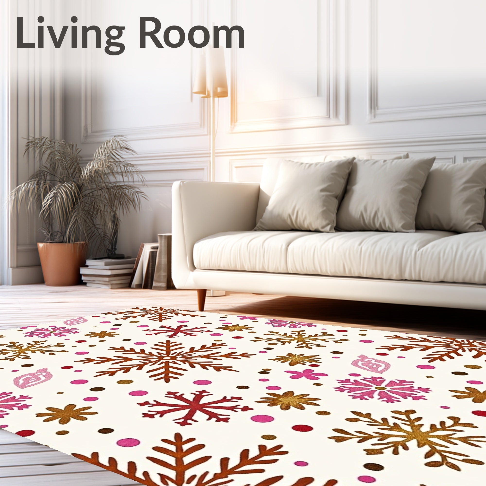 Bronze Pink Festive Snowflake Garland Rug