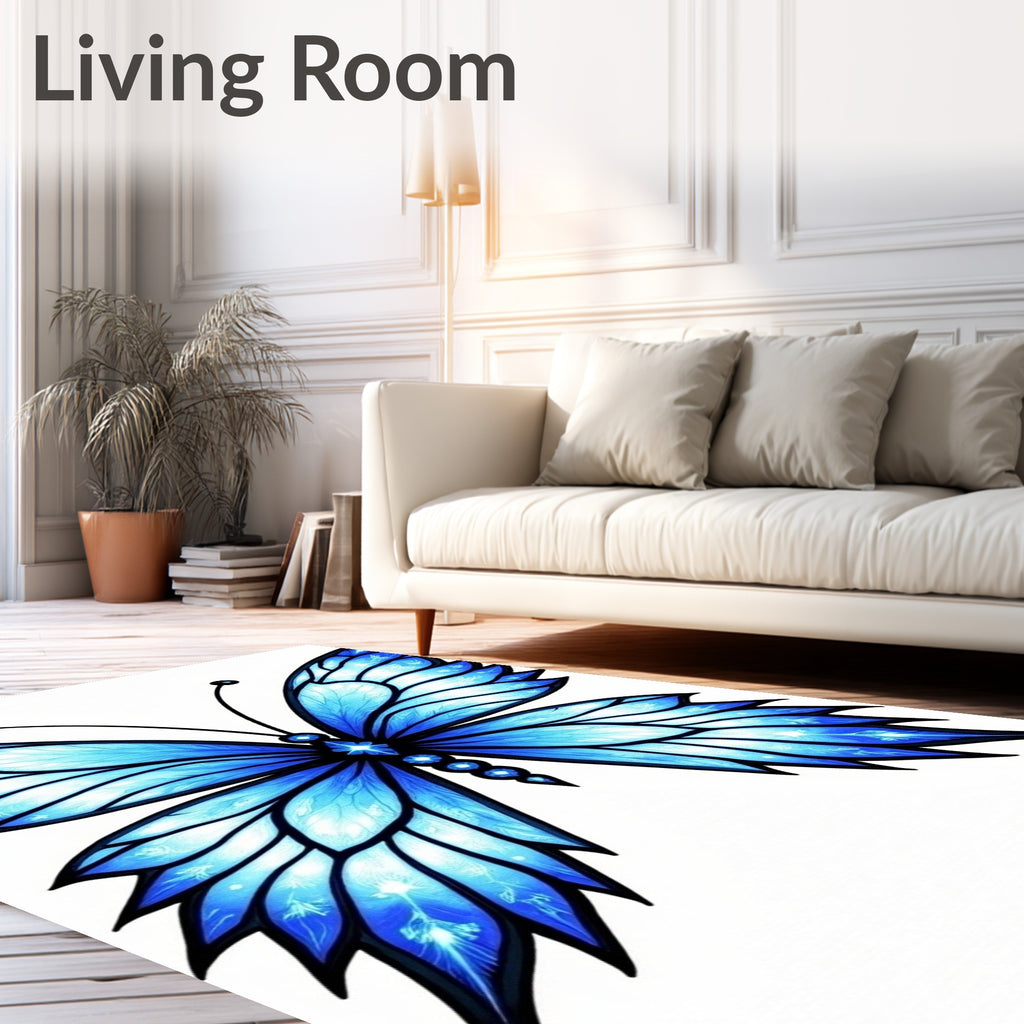 Icy Blue Crystal Butterfly Wingrug Rug