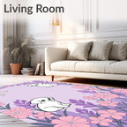Playful Puppy Garden Whimsical Lavender Rug