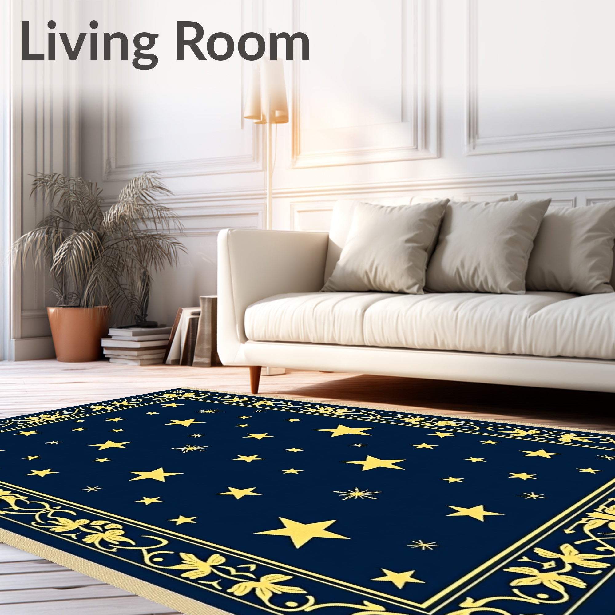 Midnight Yellow Starry Constellation Rug