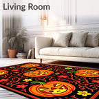 Spooky Orange Jack-o'-lantern Skull Vine Rug