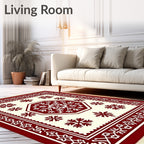 Crimson Snowflake Octagon Border Rug