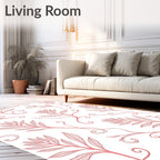 Coral Vine Botanical Leaf Swirls Rug