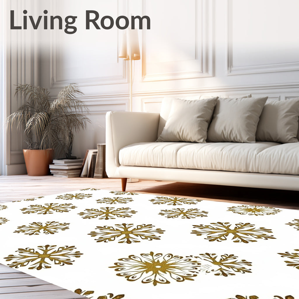 Golden Snowflake All Over Rug