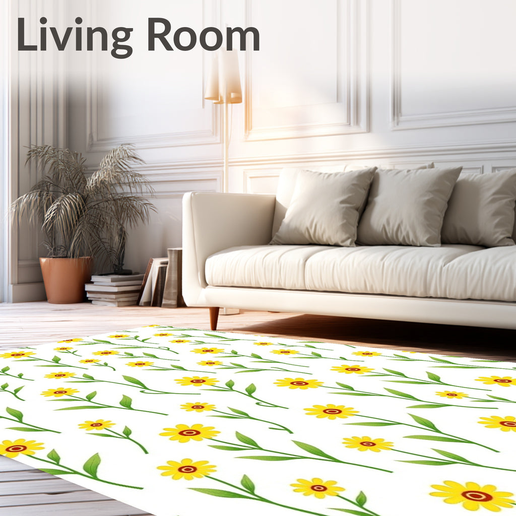Whimsical Yellow Floral Garden Rug