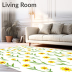 Whimsical Yellow Floral Garden Rug