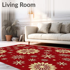 Crimson Gold Snowflake Medallion Collection Rug