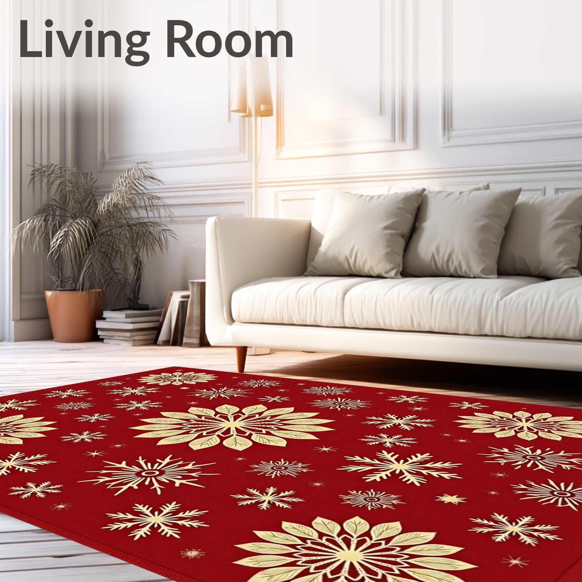 Crimson Gold Snowflake Medallion Collection Rug
