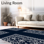 Classic Indigo White Medallion Floral Rug