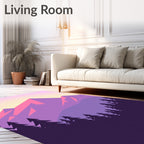 Pastel Mountain Sunset Forest Landscape Rug