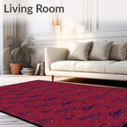 Crimson Abstract Village And Insect Rug