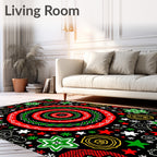 Bold Red Green Starburst Medallion Rug