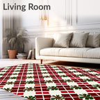 Crimson Red Diamond Foliage Arrangement Rug