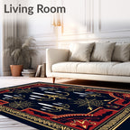 Gothic Dark Blue Candelabra Spiderweb Rug