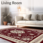 Crimson Cream Medallion Damask Rug