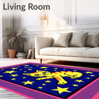 Yellow Cat Among Yellow Stars Rug