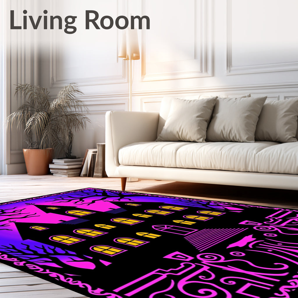 Spooky Mansion Purple Gradient Night Rug