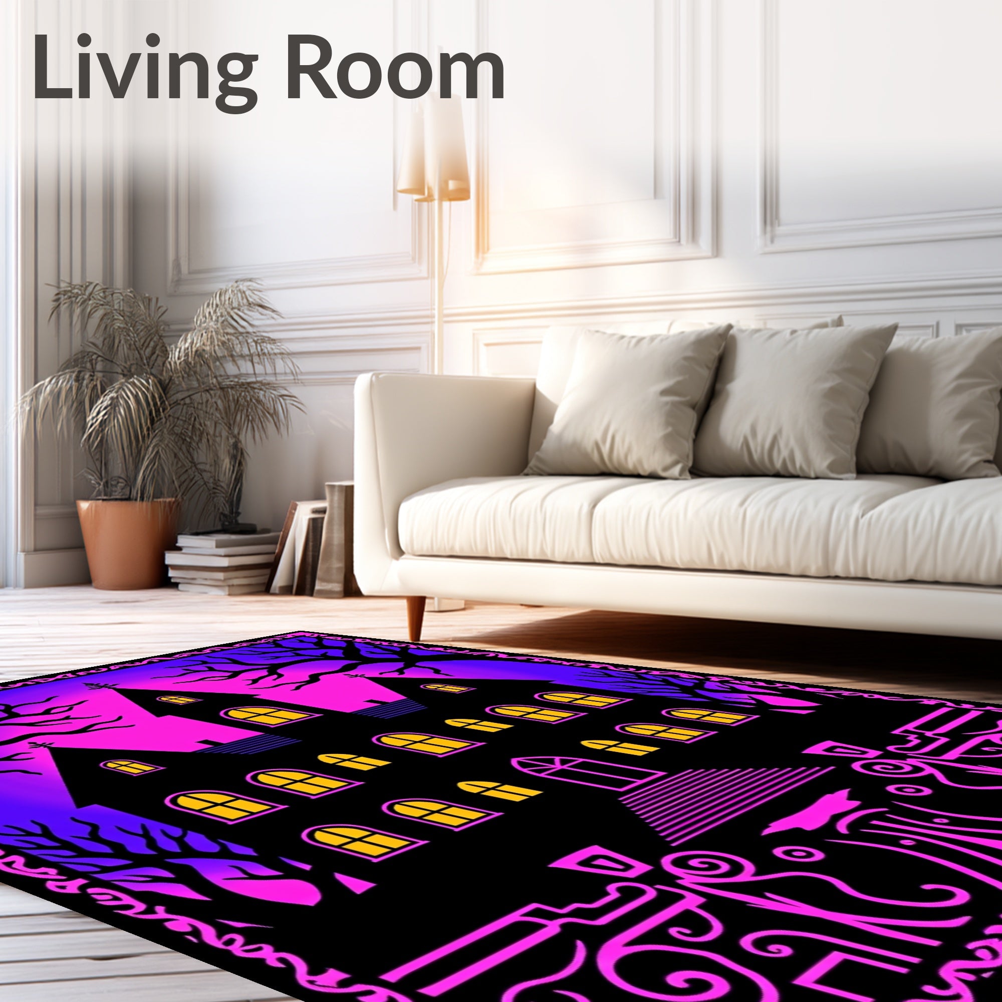 Spooky Mansion Purple Gradient Night Rug