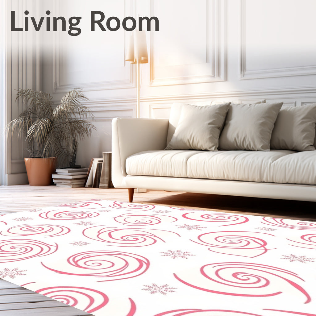 Salmon Pink Swirl Snowflake Medallion Rug
