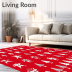 Red Christmas Party Santa Trees Rug