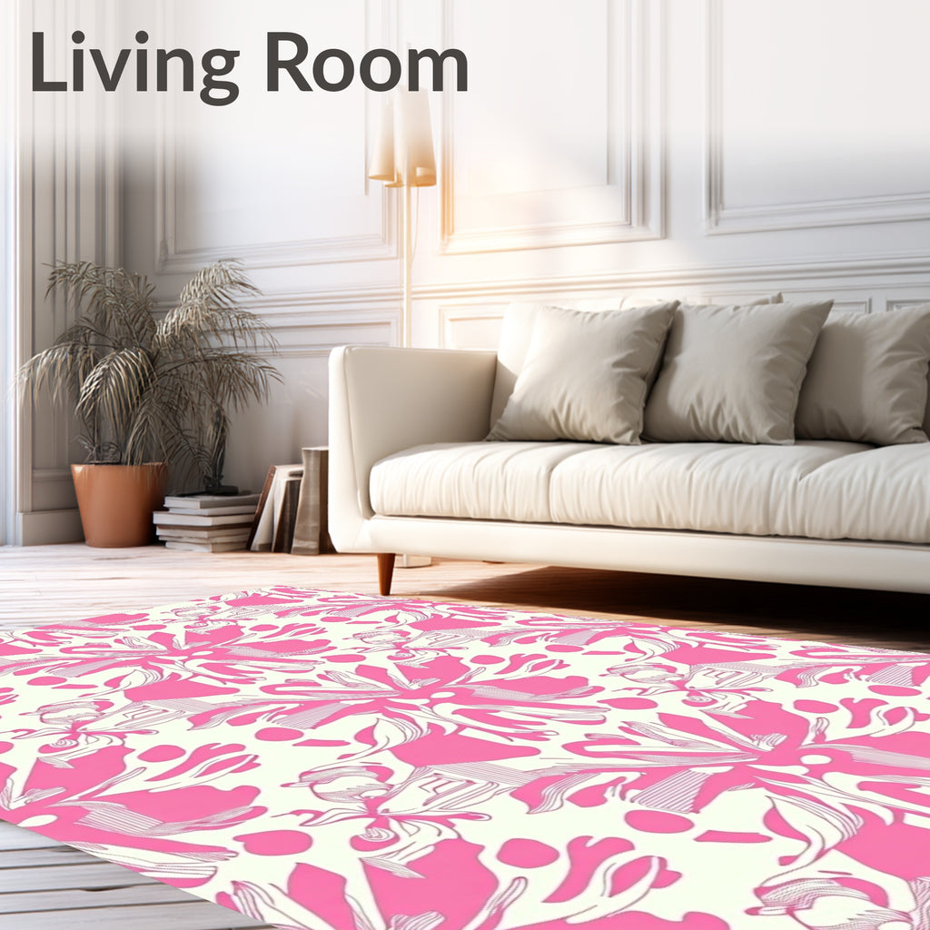 Hot Pink Abstract Floral Bloom Rug