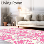 Hot Pink Abstract Floral Bloom Rug