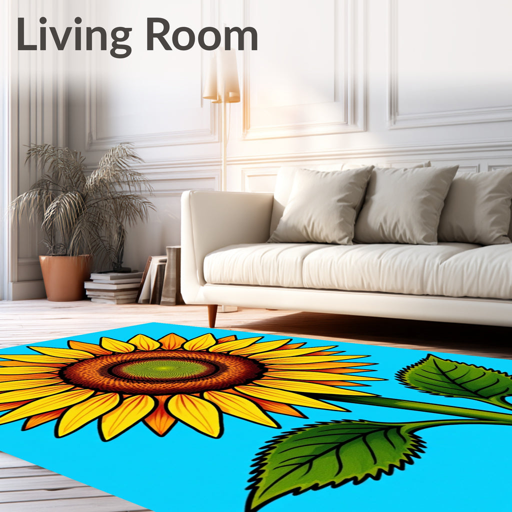 Vibrant Yellow Sunflower Bloom Rug